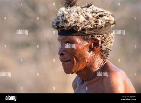 Bushman Or San With Your Traditional Animal Skin Hat Tsumkwe