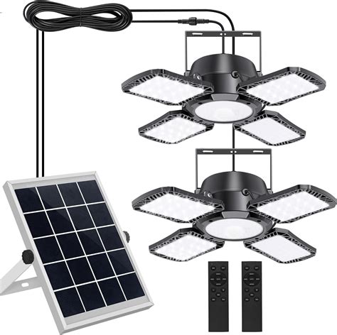 Deogos Solar Pendant Lights Dual Head Solar Shed Lights With Motion Sensor For Outdoor180 Led