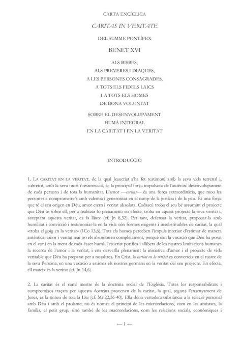 Pdf Carta Enc Clica Caritas In Veritate Opus Dei Carta Enc Clica