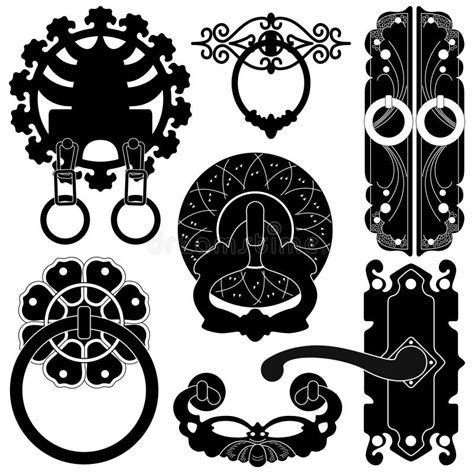 Old Antique Ancient Door Lock Handle In Silhouette Stock Vector