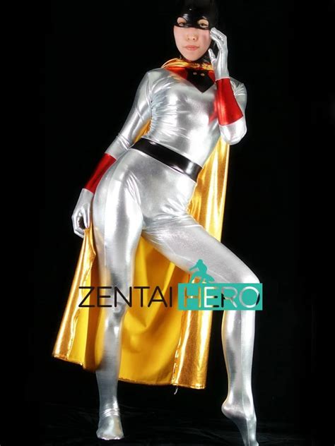 Buy Free Shipping Dhl Fashion Silver Color Superhero Costume Shiny Metallic