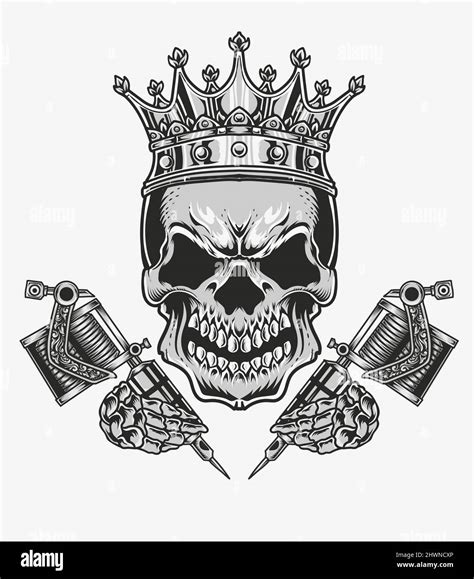 Illustration Vector King Skull Tattoo Artist Stock Vector Image And Art