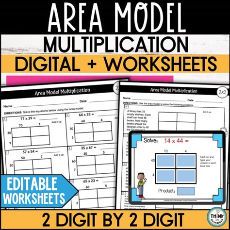2 Digit By 2 Digit Multiplication Area Model Worksheets
