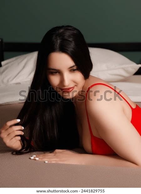 Beautiful Sexy Woman Black Lingerie Lying Stock Photo 2441829755 Shutterstock