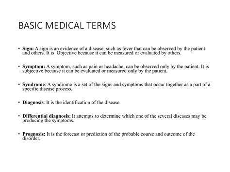 Medical Terminologies Used In Clinical Settings Ppt Ppt