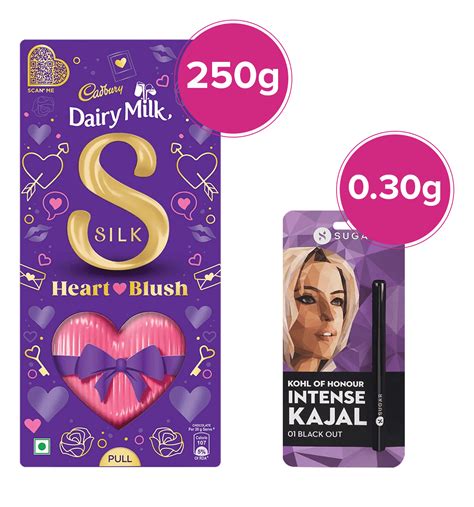 Buy Cadbury Cadbury Dairy Milk Silk Heart Blush Chocolate Bar Sugar Cosmetics Intense Kajal 1