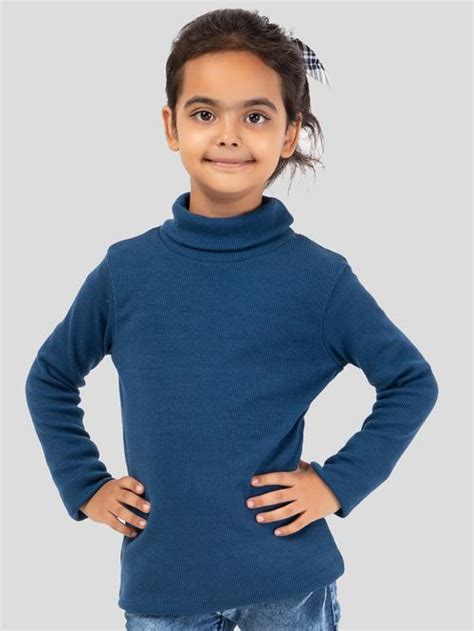 Buy Yha Girls Turtle Neck Full Sleeve T Shirt Indigo Online At Best