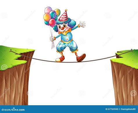 Clown Avec Des Ballons Sur La Corde Illustration De Vecteur