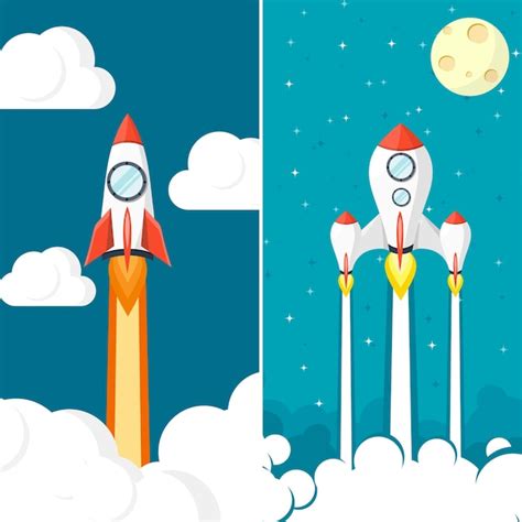 Premium Vector Rocket Ship Launch Space Travel Start Up Creative Idea Innovation Flight To The