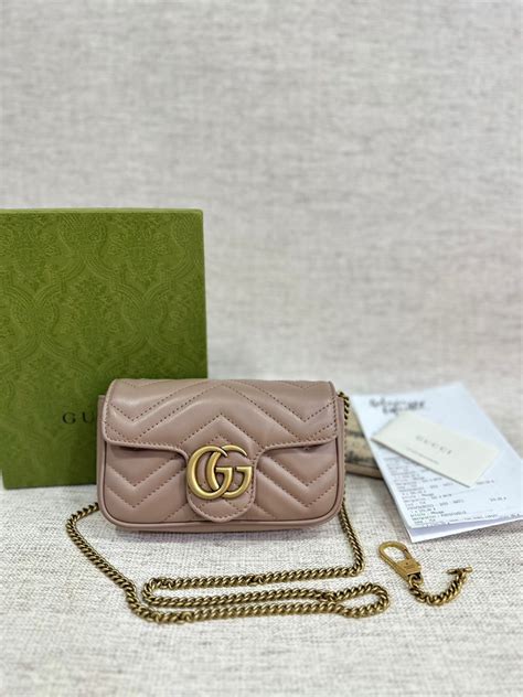 Like New Gucci Supermini Nude Full Set Barang Mewah Tas Dompet