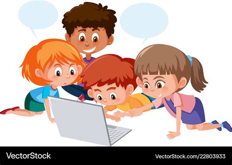 Kids Using Computers Clipart - Foto Kolekcija