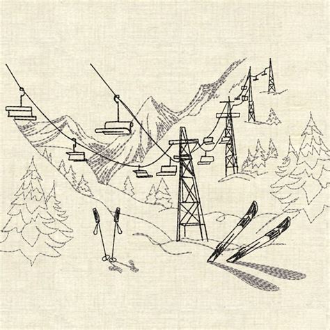 Machine Embroidery Mountain Scene Pattern Etsy