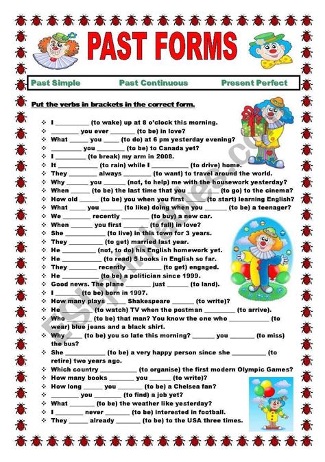 Practise The Past Simple The Past Continuous And The Present Perfect With This Worksheet Key