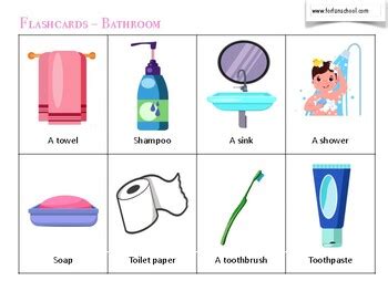 Bathroom Vocabulary Flashcards by For Fun School | TPT