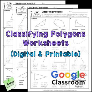 Classifying Polygons Worksheets Or Tests Printable And Digital Google