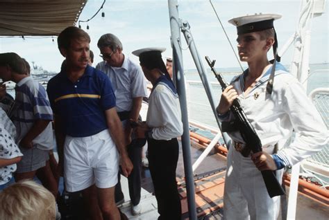 A Crewman Aboard The Soviet Slava Class Guided Missile Cruiser Marshal