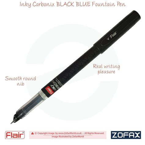 FLAIR Inky Carbonix BLACK BLUE Liquid Ink Round Nib Soft Fountain Pen