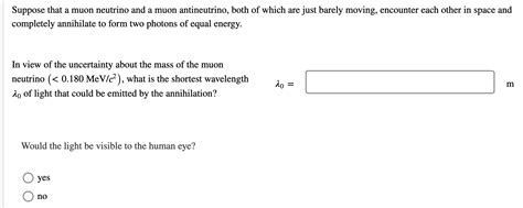 Solved Suppose That A Muon Neutrino And A Muon Antineutrino Chegg