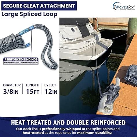 Snapklik WavesRx 3 8 X 15 2PK Premium Dock Lines For Boat