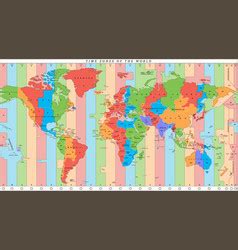 Color world map with names countries Royalty Free Vector