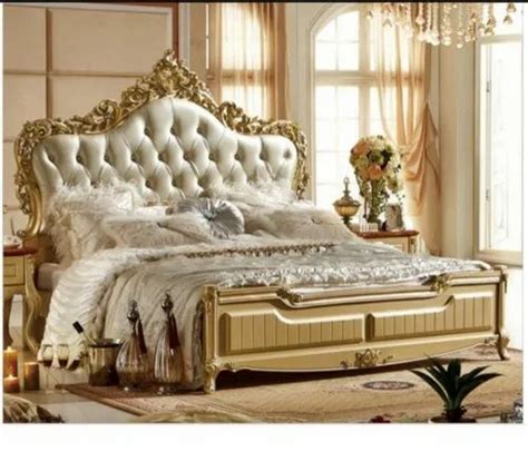 Teak Wood Nrw Wooden Traditional Carved King Size Double Bed With