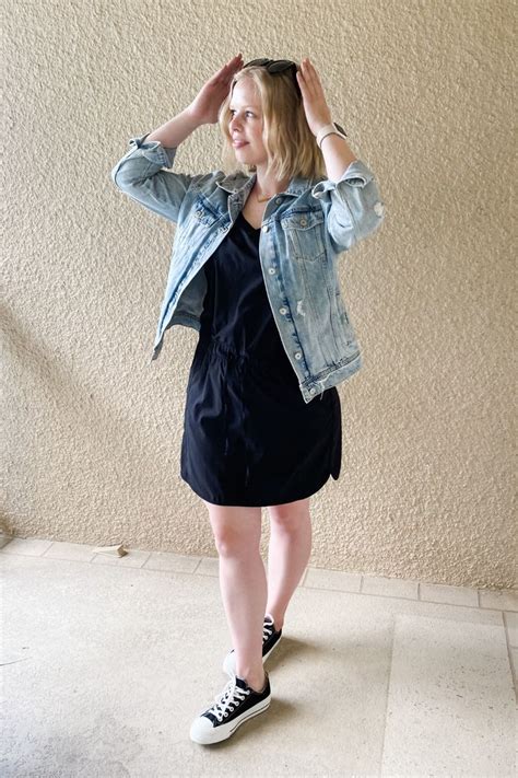 Black Dress With Sneakers Outfit Spring Outfits Casual Black