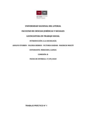 Sociología General Trabajo Practico N2 Universidad Nacional del