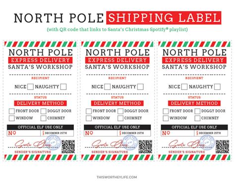 North Pole Return Address Labels Free North Pole Printable Gift Tags