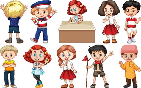 Set Of Children From Different Countries Clip Art Design Student Vector