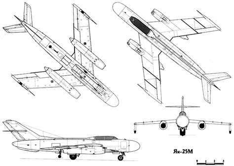 Yakovlev Yak-25 Blueprint - Download free blueprint for 3D modeling