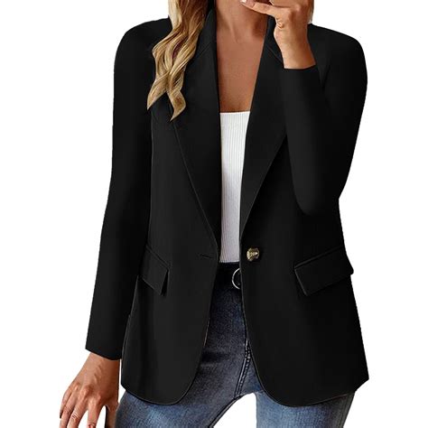 Sngxgn Womens Casual Blazers Open Front Long Sleeve Work Office Suit Jackets Blazer Black Xl