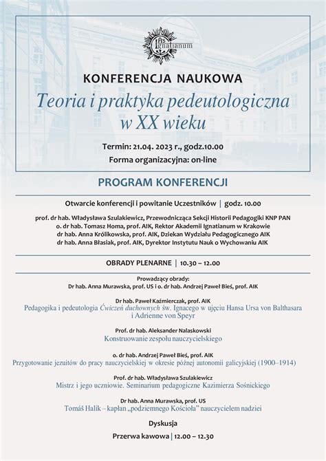 Ignatianum Konferencja Naukowa Teoria I Praktyka Pedeutologiczna W