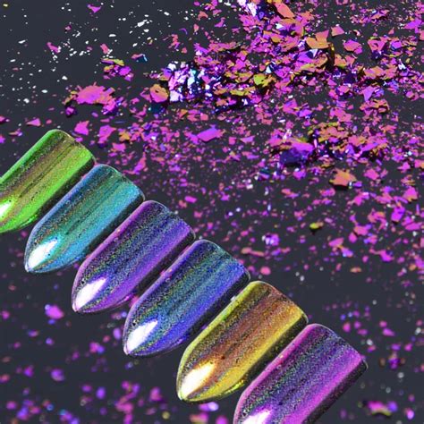 LCJ 6 Colors Super Holographic Chameleon Holo Nail Flakes 0 2g Powder