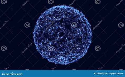 Sci Fi Sphere With Particles And Lines Concept Network Connection