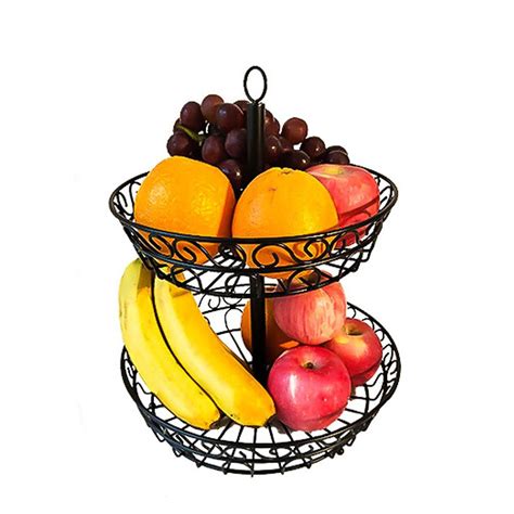 [47% OFF] 2 Tier Countertop Fruit Basket Holder Decorative Bowl Stand ...