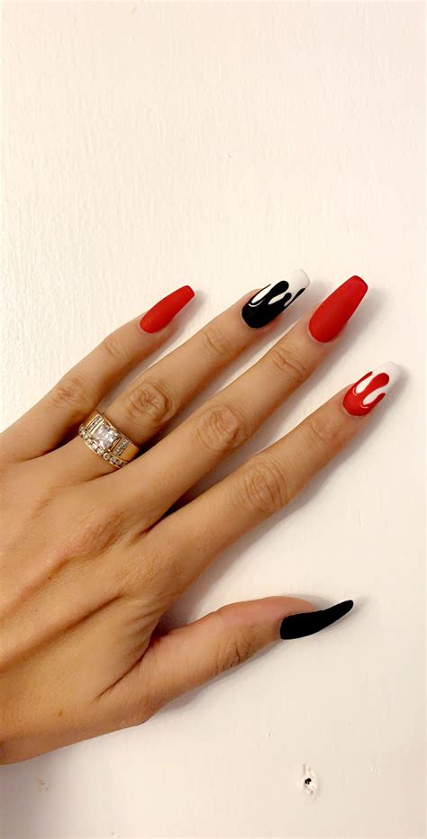 Black White And Red Nails