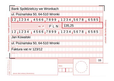 Jak wypełnić polecenie przelewu Bank Spółdzielczy we Wronkach