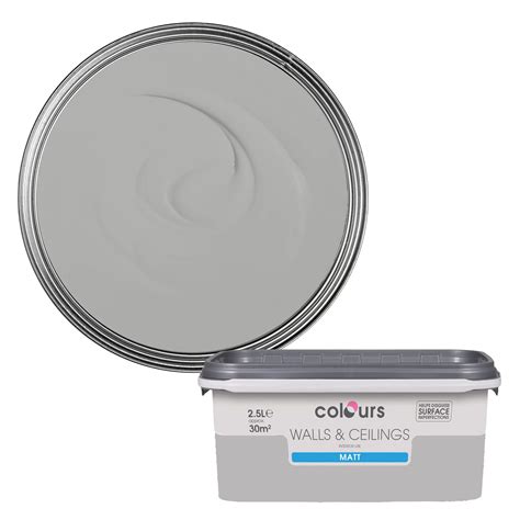 Colours Standard Platinum Matt Emulsion Paint 2 5l Departments Diy At Bandq