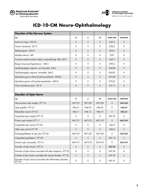 Neuro Ophthalmology Icd 10 Quick Reference Guide Pdf Nervous System Diseases Of The Eye