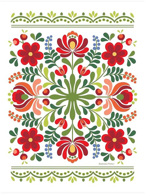 "Hungarian Folk Design Red and Pink" Art Print by bpixton | Redbubble