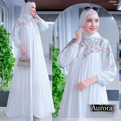 Jual Aurora Dress Bahan Crinkle Bordir Gamis Terbaru 2024 Simpel