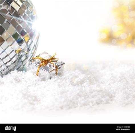 Christmas Background With Disco Ball And T Package Stock Photo Alamy