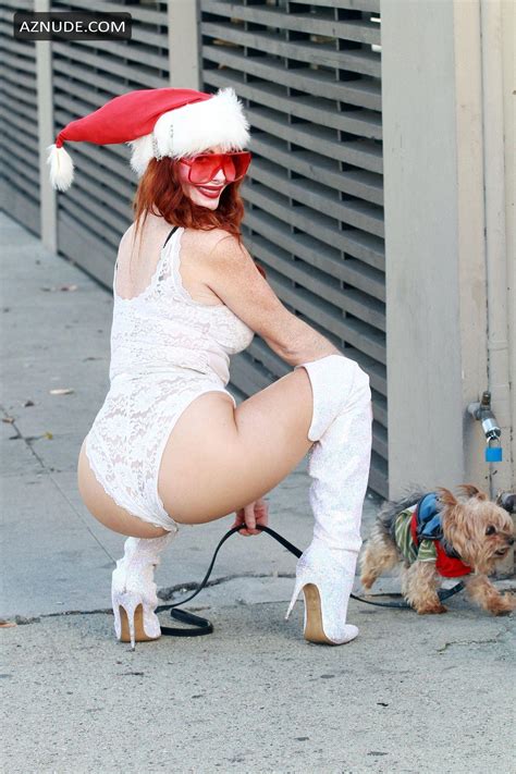 Phoebe Price Wearing A Santa Hat With A White Lingerie Outfit Aznude