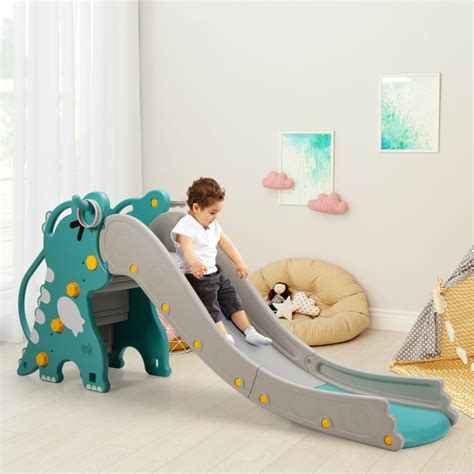 4 In 1 Kids Climber Slide Play Set With Basketball Hoop Costway