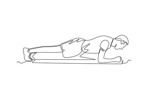 Single One Line Drawing Plank Exercise Fitness Activity Concept Continuous Line Draw Design