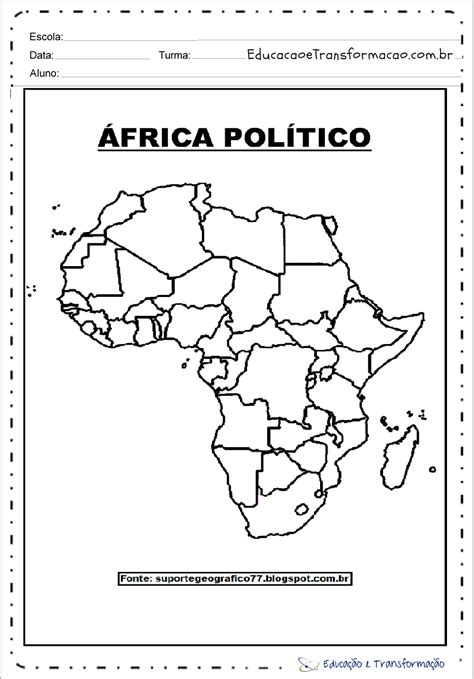 Mapa Político Da áfrica Para Colorir Edukita