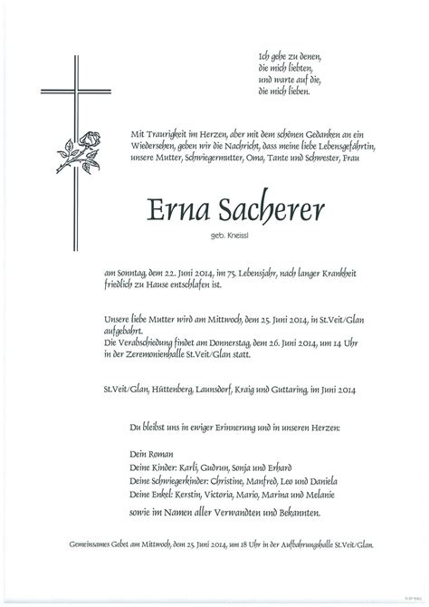 Parte für Erna Sacherer pax requiem