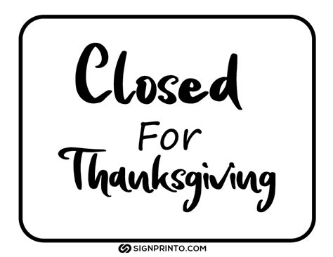 Printable Closed For Thanksgiving Sign Pdf