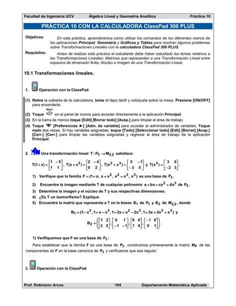 Pr Ctica Con La Calculadora Class Pad Plus