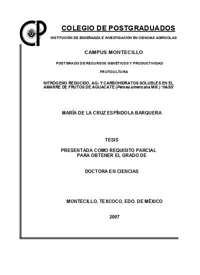 Nitrógeno reducido AG y carbohidratos solubles en el amarre de frutos